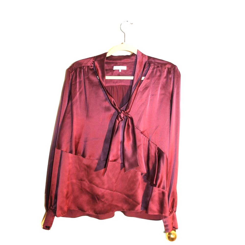 Parker 100% Silk Women's LS Tie Neck Blouse sz M